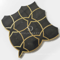 Nero Marquine and Brass Luxurious Marble Waterjet Mosaic Tile